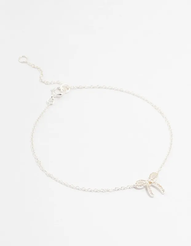 Sterling Silver Cubic Zirconia Bow Bracelet sold by lovisa