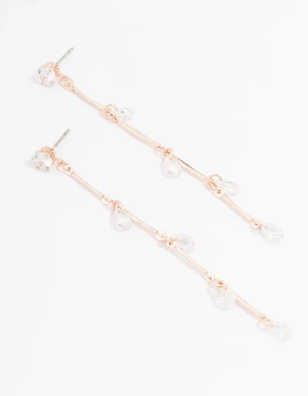 Rose Gold Cubic Zirconia Drop Earrings sold by lovisa