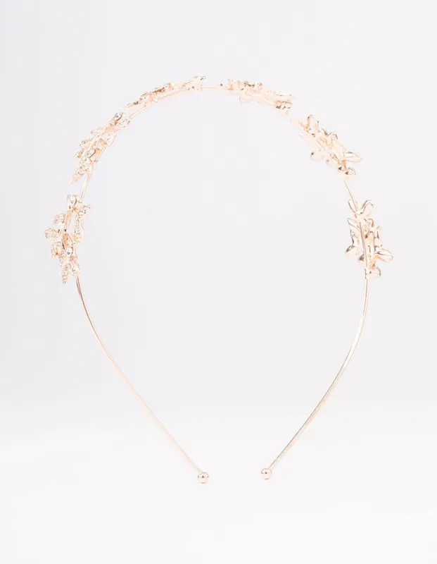 Rose Gold Diamante Leaf Celestial Headband sold by lovisa