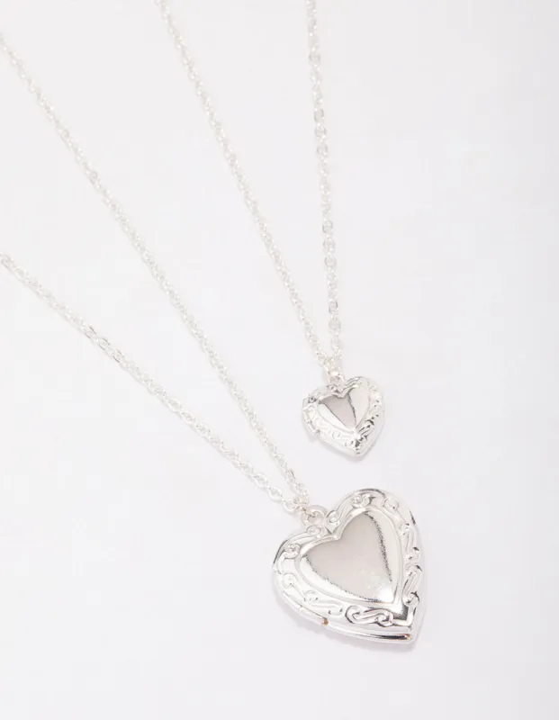 Silver Plated Ornate Heart Pendant Necklace Pack sold by lovisa
