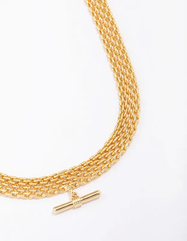 Gold Plated Chunky T Bar Chain Necklace sold by lovisa