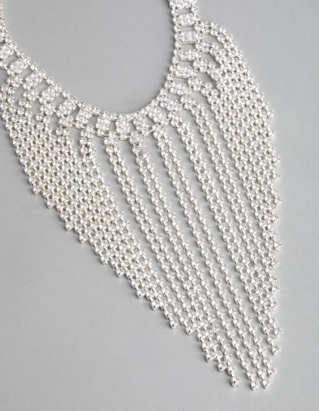 Silver Cubic Zirconia Short Curtain Choker sold by lovisa