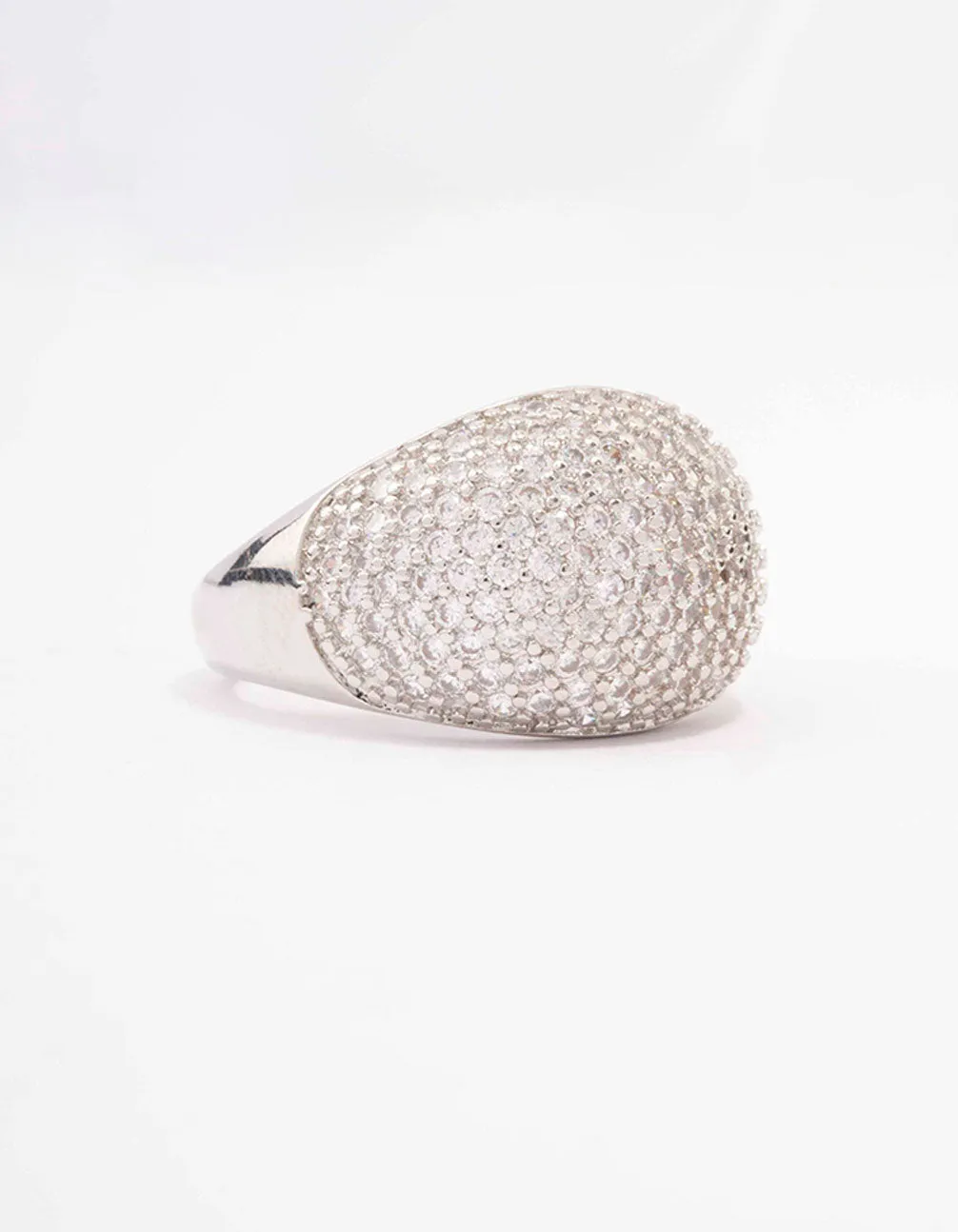 Rhodium Cubic Zirconia Pave Dome Ring sold by lovisa