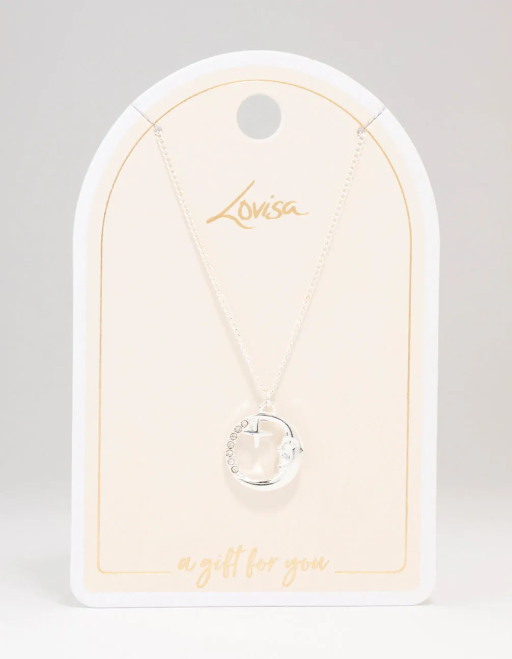 Silver Round Half Moon Pendant Necklace sold by lovisa product image thumbnail 3