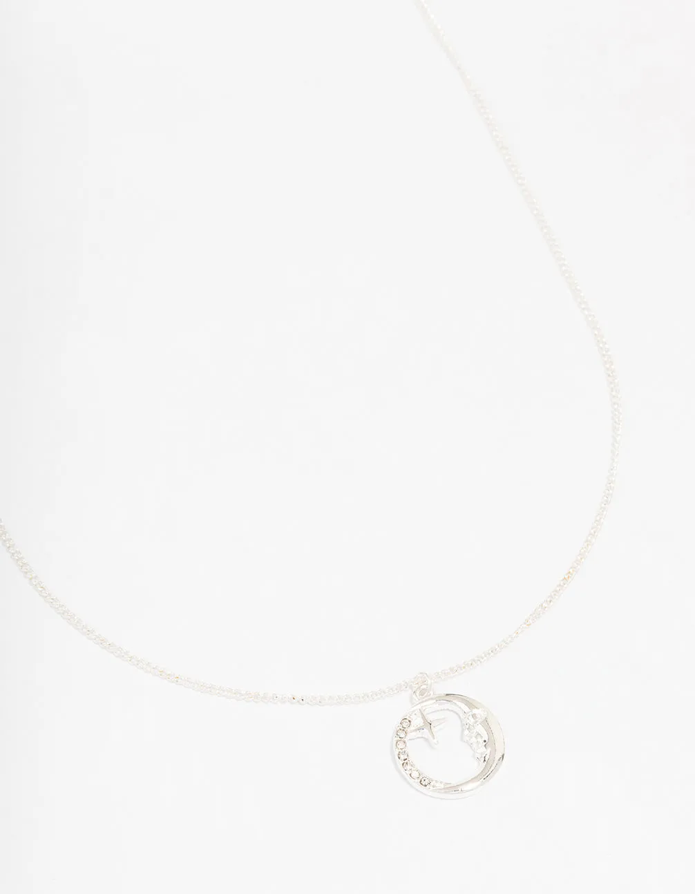 Silver Round Half Moon Pendant Necklace sold by lovisa