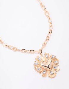 Gold Sacred Heart Pendant Necklace sold by lovisa