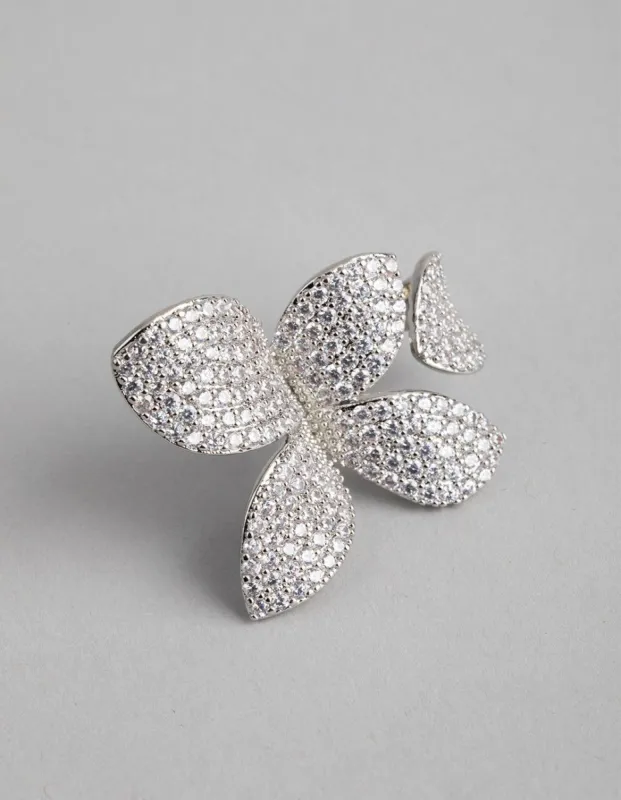 Rhodium Cubic Zirconia Butterfly Ring sold by lovisa
