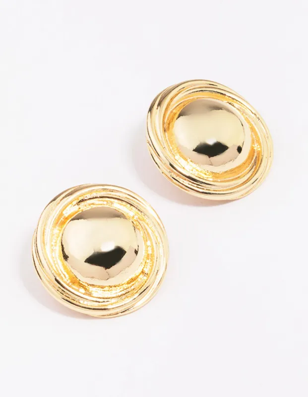 Gold Plated Large Round Twisted Stud Earrings sold by lovisa
