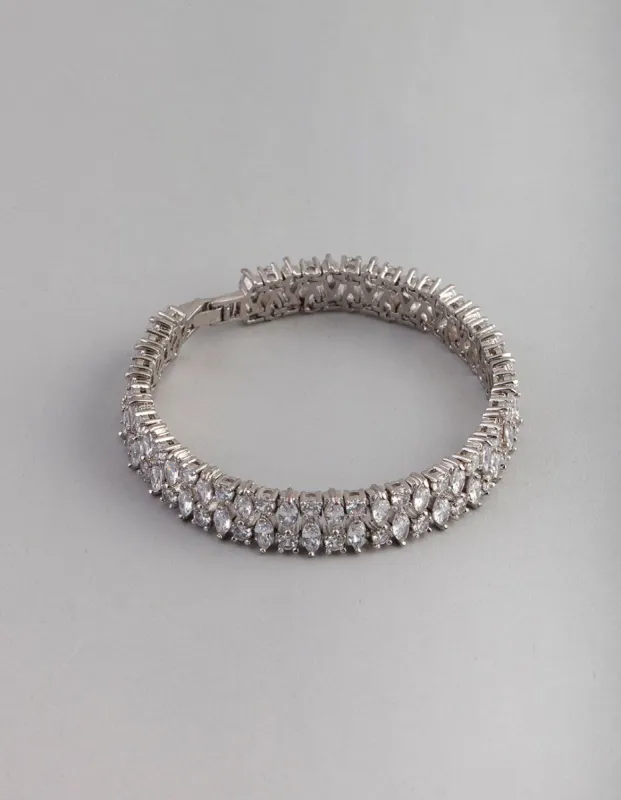 Silver Cubic Zirconia Oval Bracelet sold by lovisa