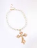 Gold Pearl Large Cross Pendant Necklace sold by lovisa