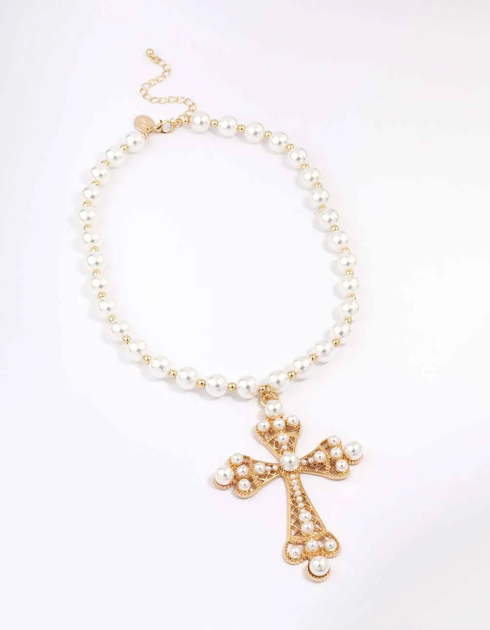 Gold Pearl Large Cross Pendant Necklace sold by lovisa product image thumbnail 2