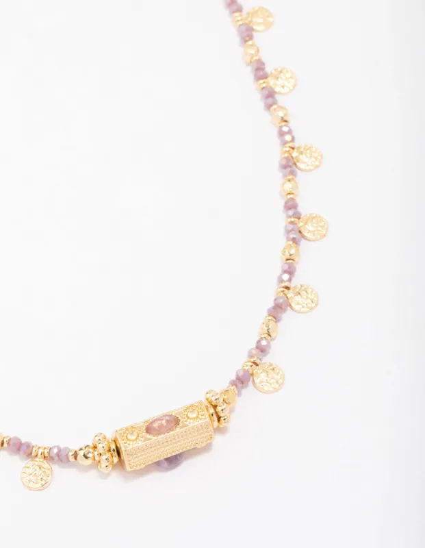 Gold Plated Semi-Precious Barrel Necklace sold by lovisa