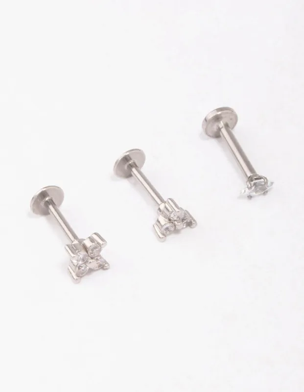 Surgical Steel Marquise Flower Flat Back 3-Pack sold by lovisa