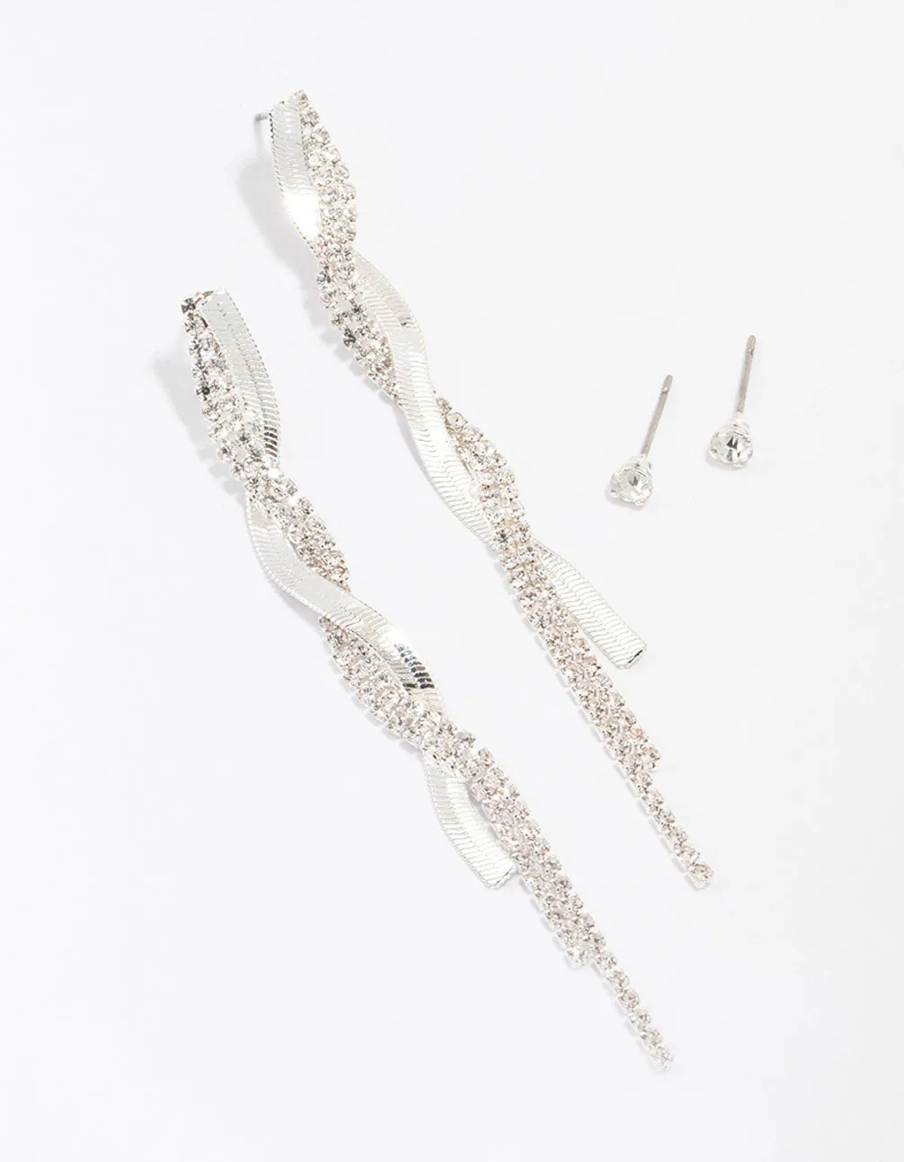 Silver Studs & Drop Cup Chain Earrings Multipack sold by lovisa
