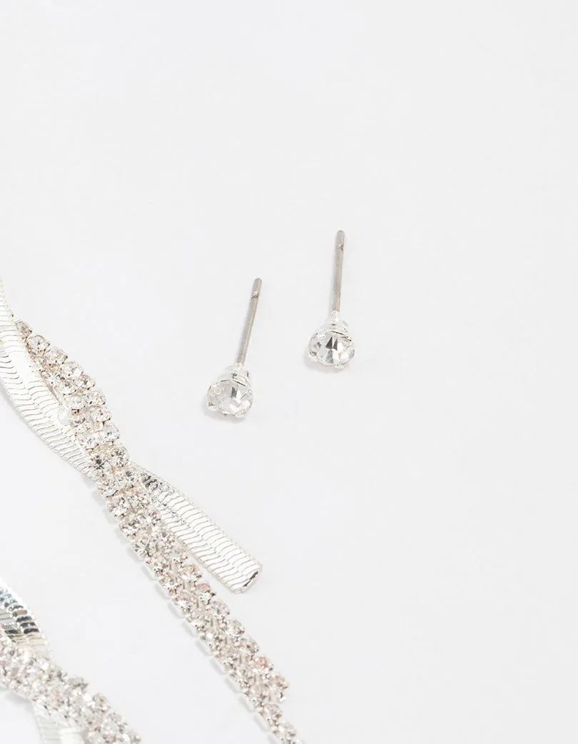 Silver Studs & Drop Cup Chain Earrings Multipack sold by lovisa product image thumbnail 3