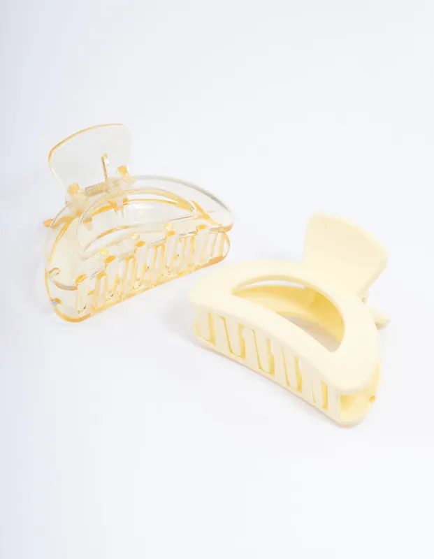 Plastic Yellow Half Moon Claw Clip Pack sold by lovisa