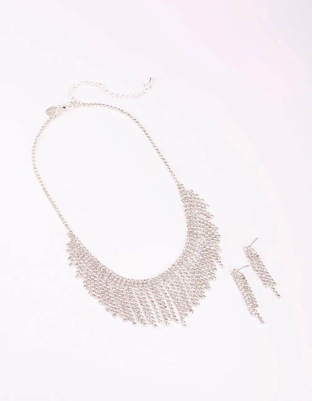 Silver Diamante Tassel Necklace & Earrings Set sold by lovisa product image thumbnail 2