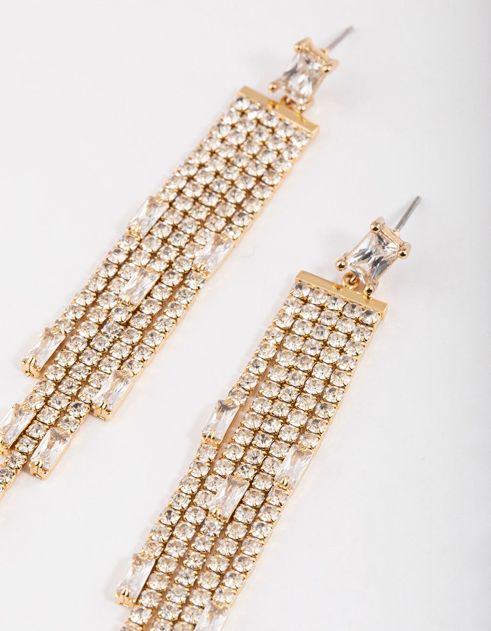 Gold Plated Cubic Zirconia Baguette Waterfall Drop Earrings sold by lovisa product image thumbnail 2
