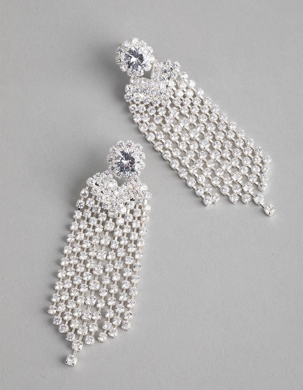 Silver Cubic Zirconia Cup Chain Curtain Earrings sold by lovisa product image thumbnail 3