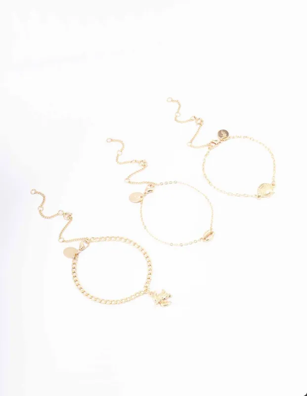 Gold Turtle Anklet & Bracelet 3-Pack sold by lovisa