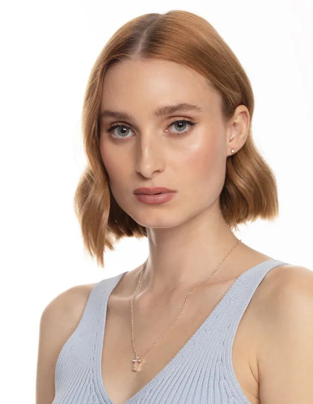 Rose Gold Cross Necklace & Stud Earrings sold by lovisa