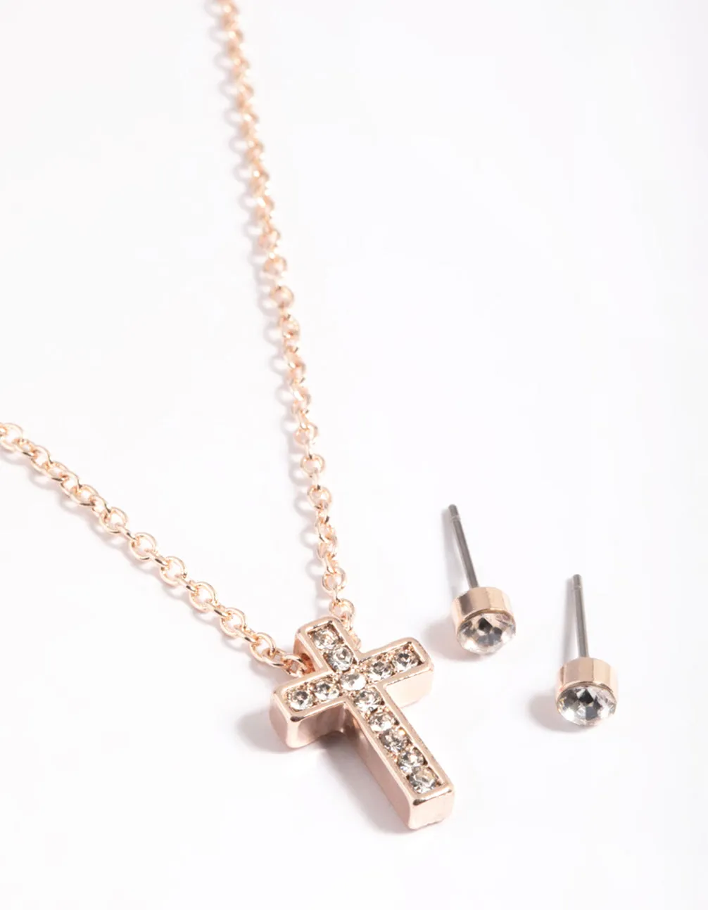 Rose Gold Cross Necklace & Stud Earrings sold by lovisa product image thumbnail 2