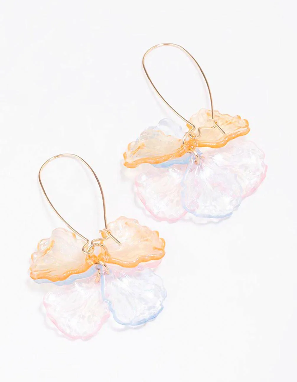 Gold Multi Acrylic Petal Hook Drop Earrings sold by lovisa