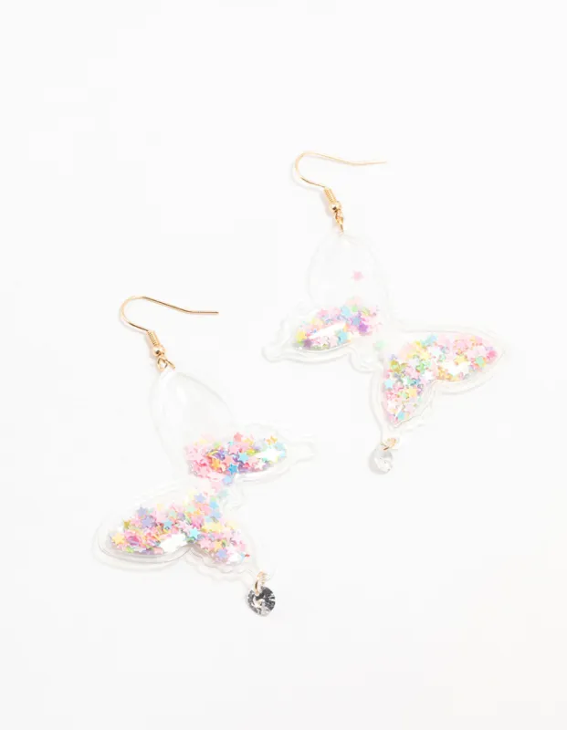 Plastic Butterfly Shaker Drop Earrings sold by lovisa