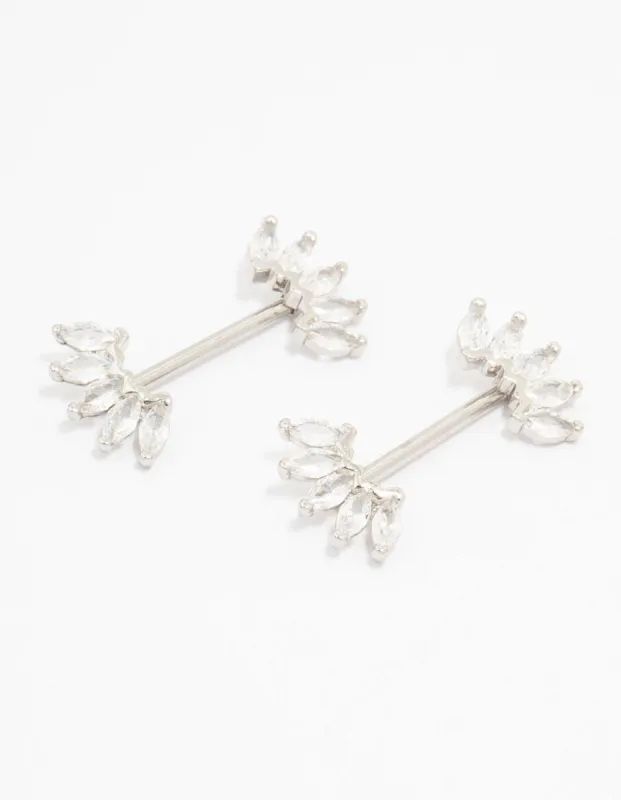 Surgical Steel Marquise Fan Double Nipple Piercing sold by lovisa