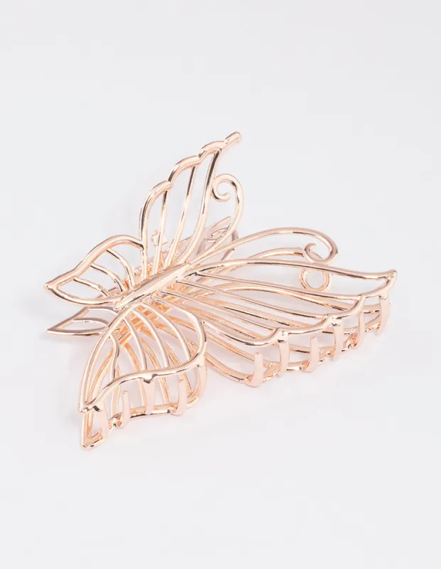 Rose Gold Detailed Butterfly Claw Clip sold by lovisa