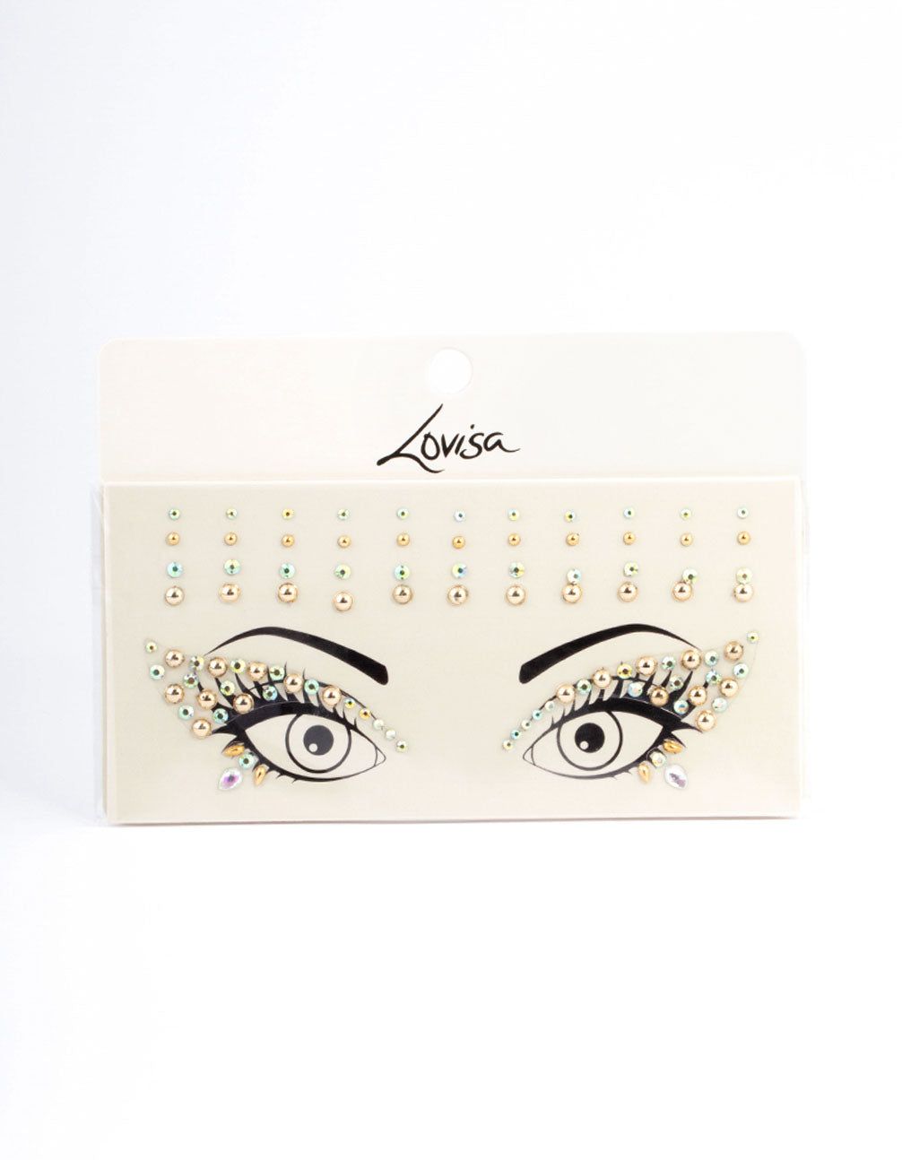 Acrylic Gold Diamante Face Jewels sold by lovisa