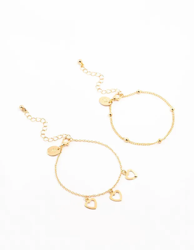 Gold Cut Out Heart Bracelets 2-Pack sold by lovisa