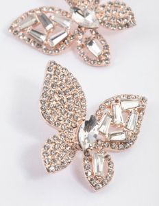 Rose Gold Butterfly Multi Stone Stud Earrings sold by lovisa