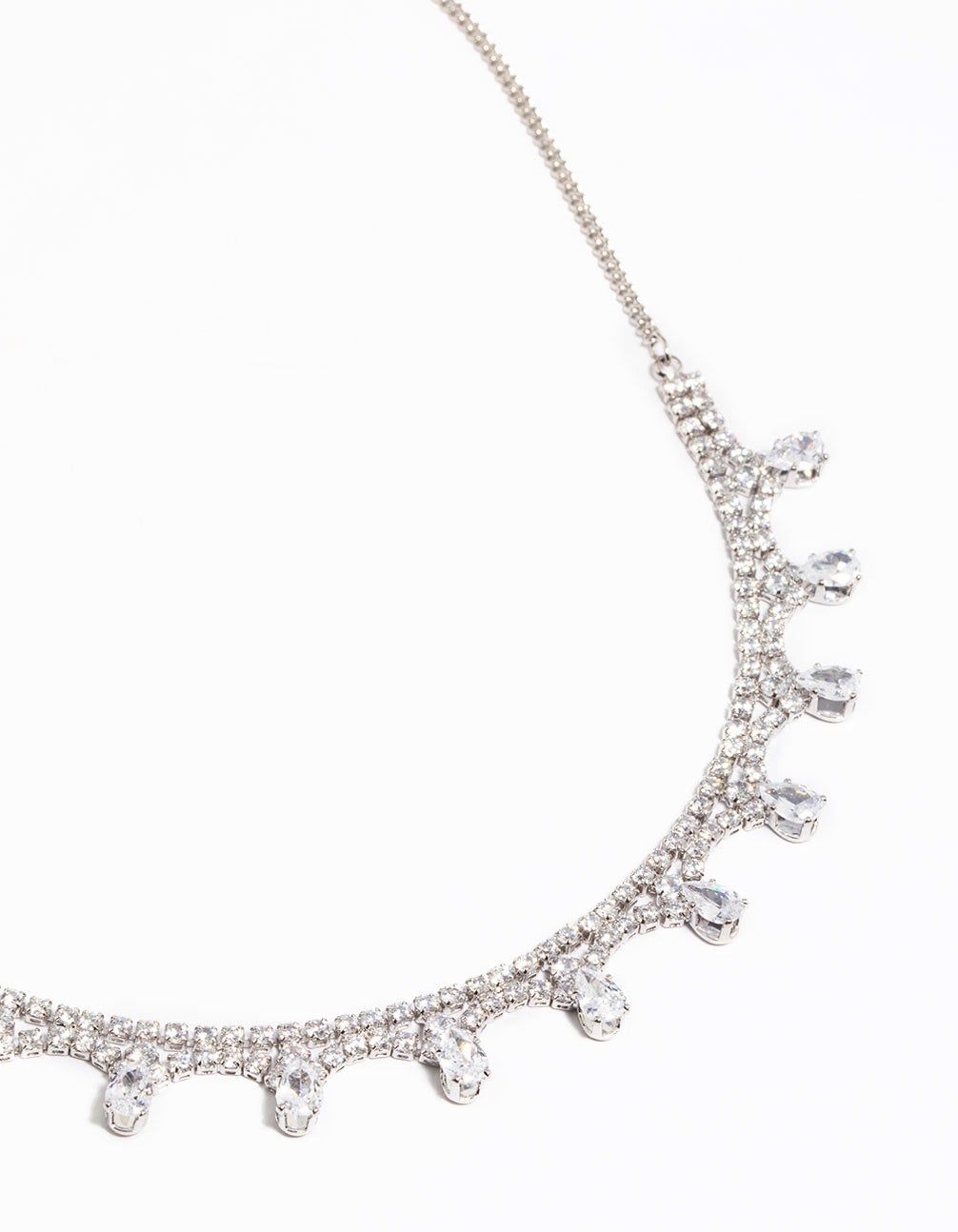 Rhodium Cubic Zirconia Droplet Necklace sold by lovisa