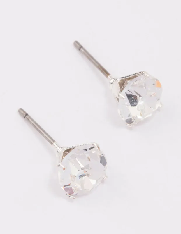 Silver Crystal Stud Earrings 7mm sold by lovisa