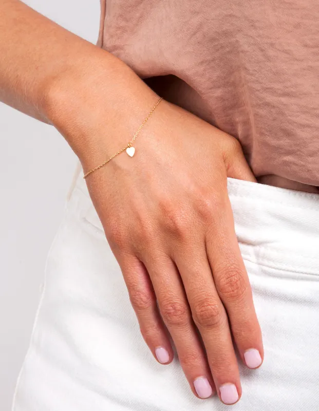 Gold Plated Sterling Silver Small Heart Anklet Bracelet sold by lovisa
