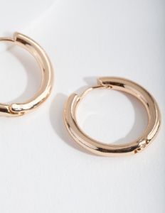 Gold Polished Hoop Earrings sold by lovisa