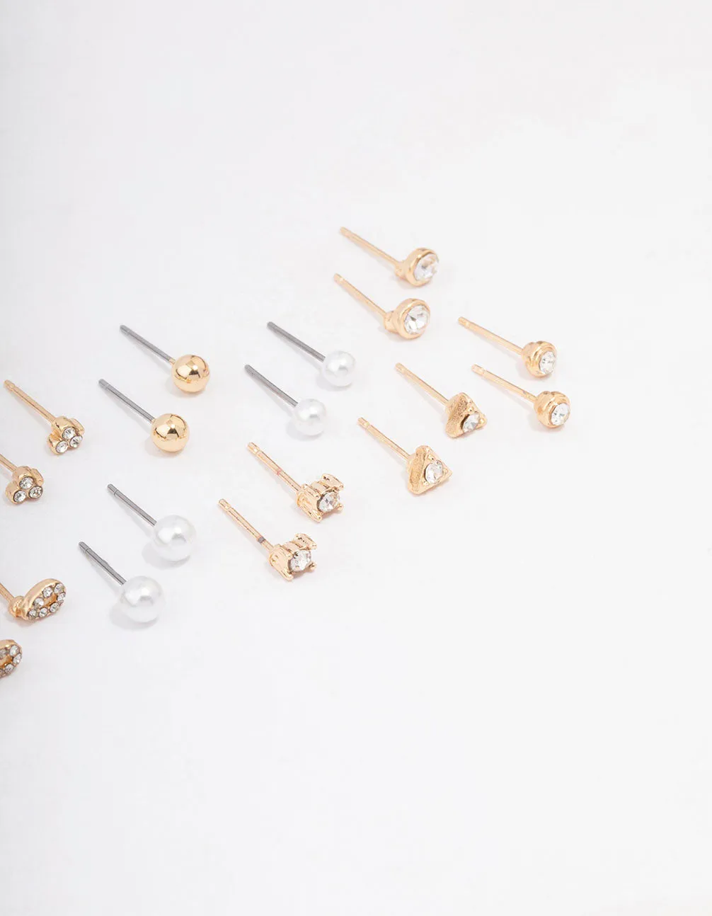 Gold Classic Pearl & Diamante Stud Earring 12-Pack sold by lovisa product image thumbnail 3