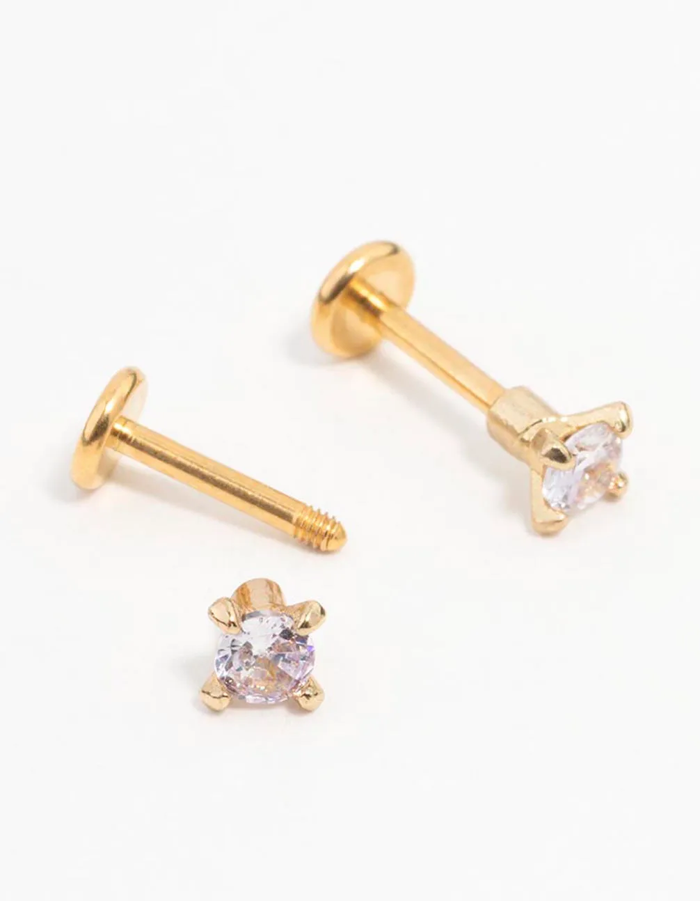 Gold Plated Surgical Steel Mini Cubic Zirconia Flat Back 2-Pack sold by lovisa product image thumbnail 2