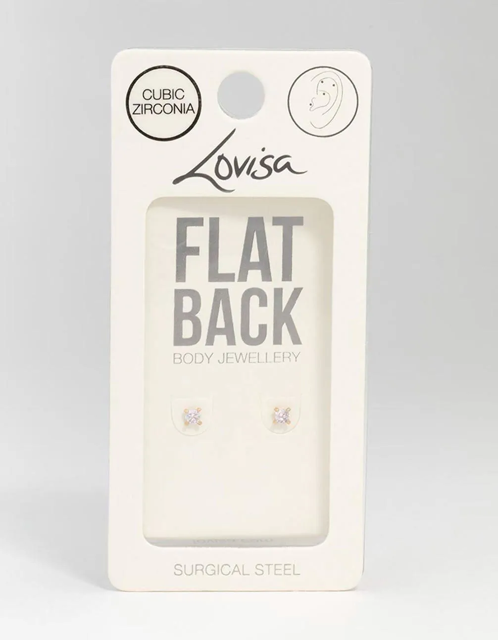 Gold Plated Surgical Steel Mini Cubic Zirconia Flat Back 2-Pack sold by lovisa product image thumbnail 3