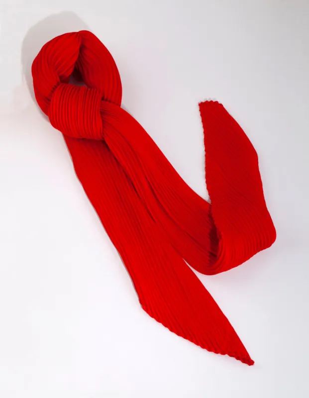 Red Short Pleated Fabric Bandana Hair Scarf sold by lovisa