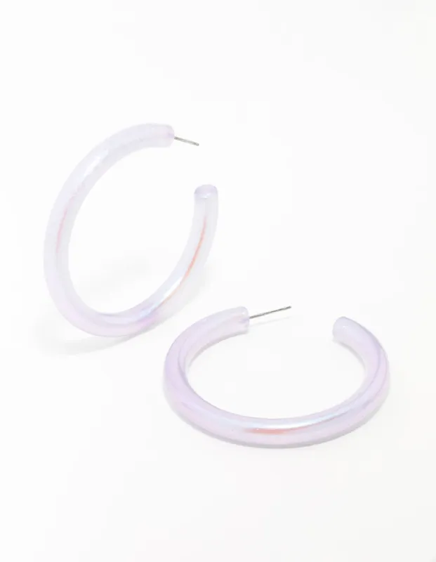 Pastel Purple Large Skinny Hoop Earrings sold by lovisa