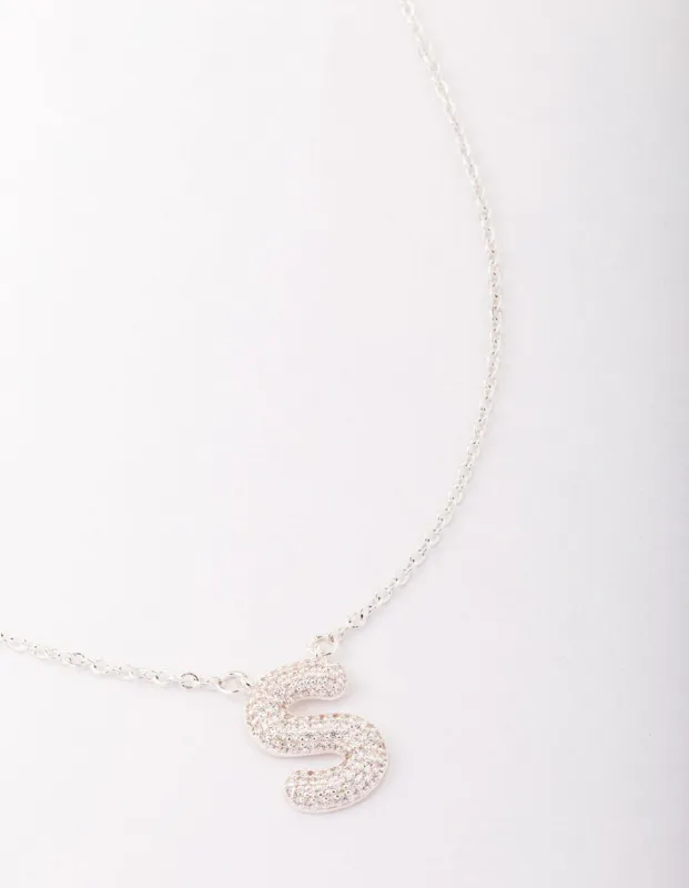Letter S Silver Plated Pave Pendant Initial Necklace sold by lovisa