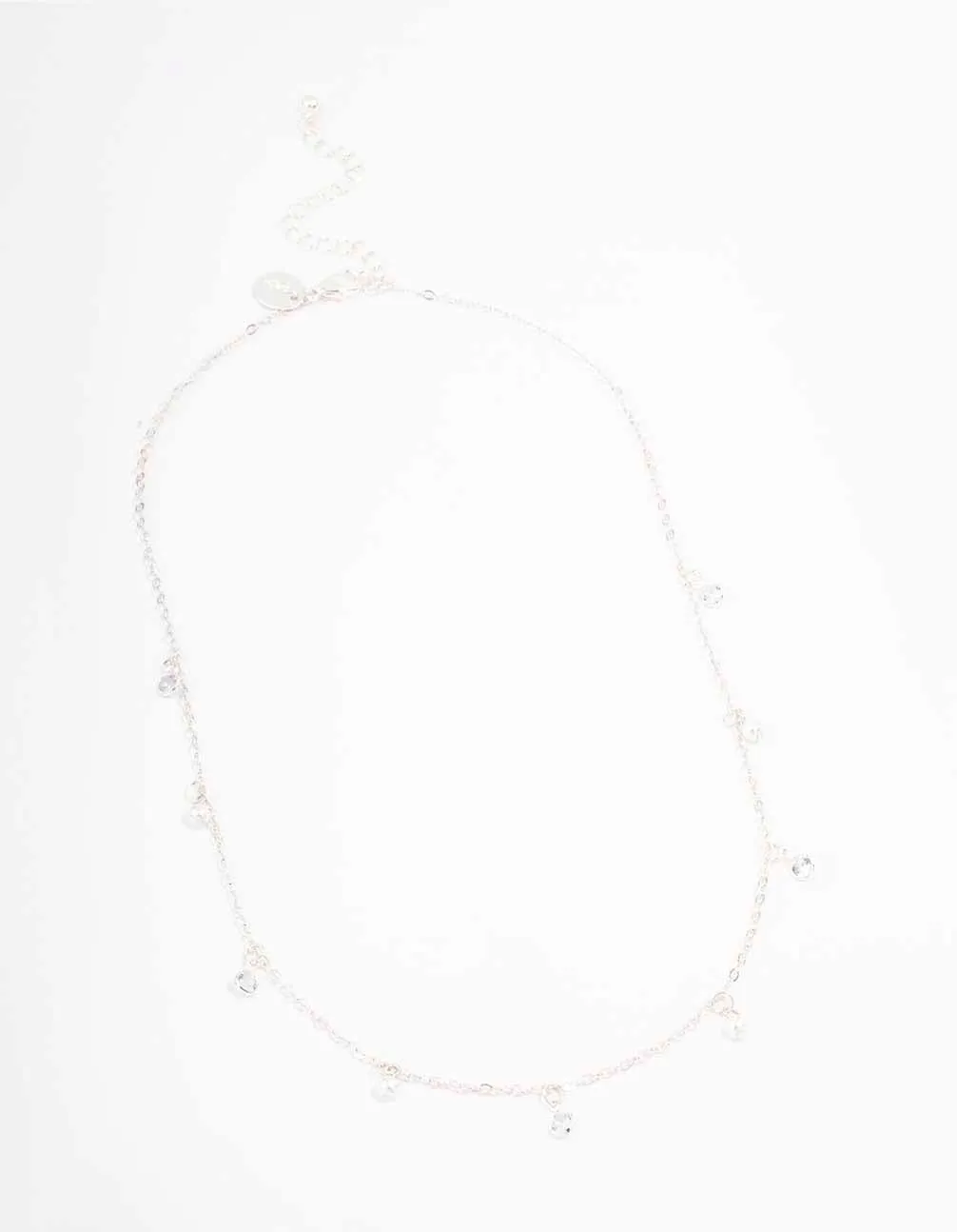 Silver Diamante & Pearl Drop Station Necklace sold by lovisa product image thumbnail 3