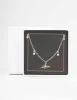 Silver Diamante & Pearl Drop Station Necklace sold by lovisa