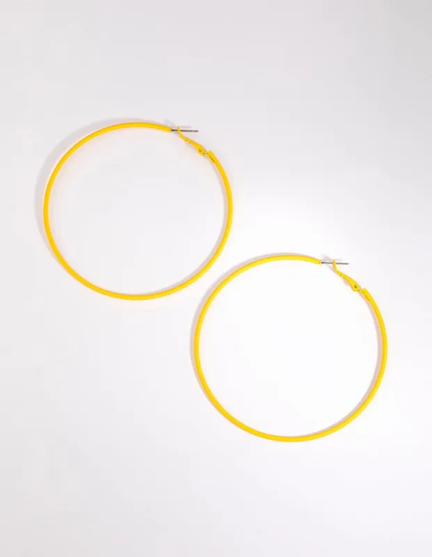 Matte Yellow Motor Fine Hoop Earrings sold by lovisa