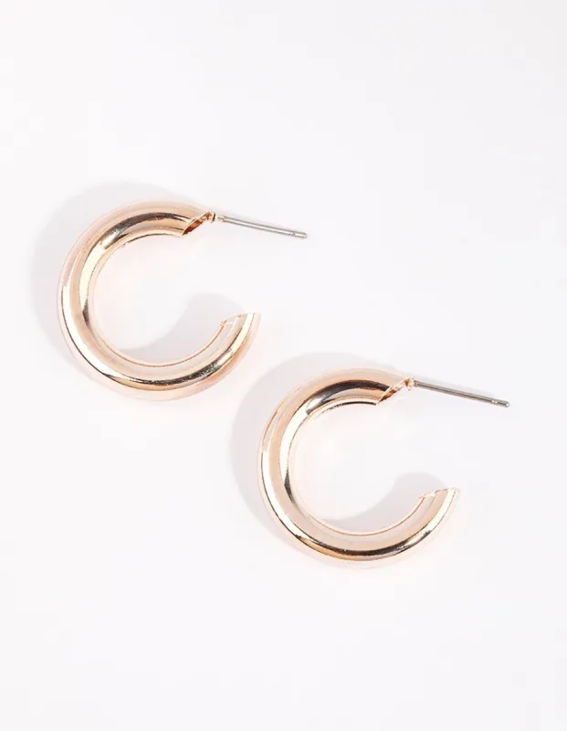 Rose Gold Chubby Huggie Earrings sold by lovisa