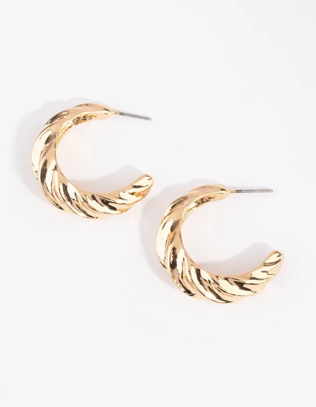 Gold Large Croissant Open Hoop Earrings sold by lovisa