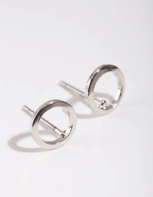 Rhodium Mini Open Circle Stud Earrings sold by lovisa