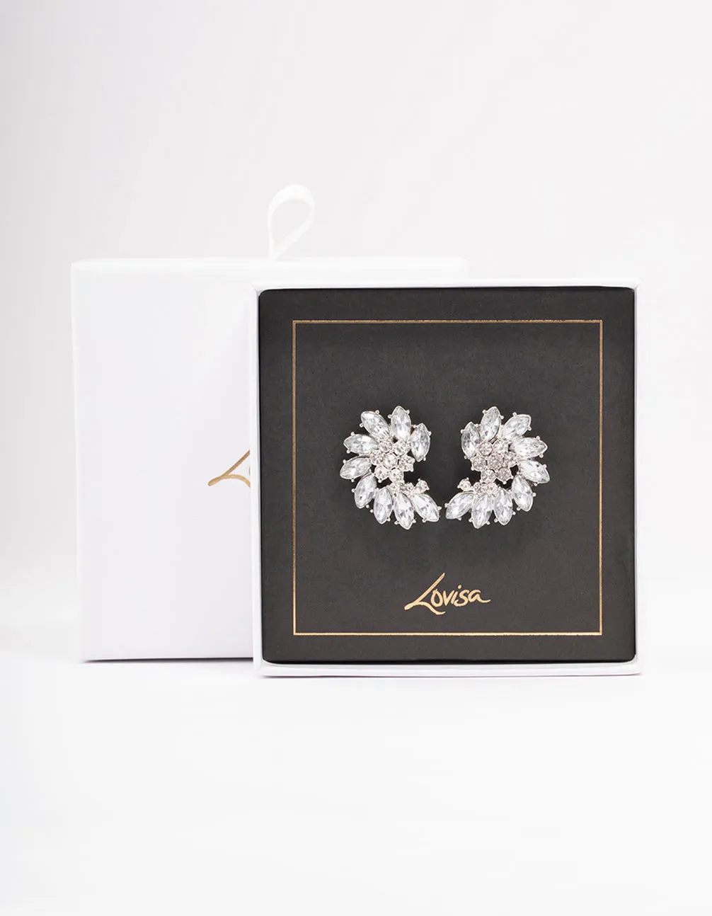 Rhodium Fan Marquise Diamante Stud Earrings sold by lovisa product image thumbnail 2
